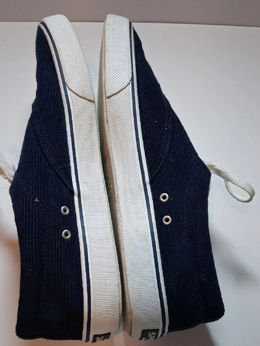 Sperry Navy Corduroy Low-Top Sneakers with White Laces